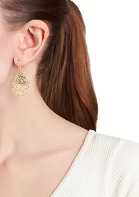 Gold Plated Filigree Teardrop Earrings