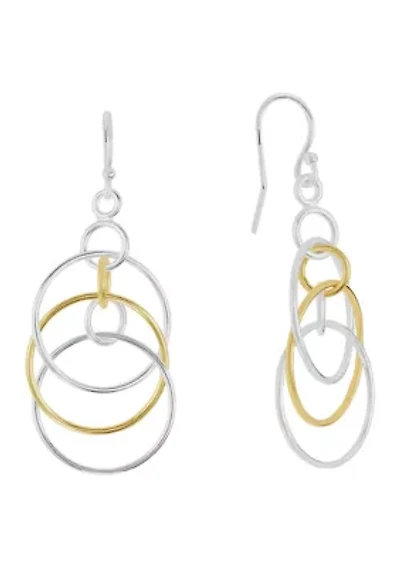 Two Tone Plated Connecting Ring French Wire Earrings