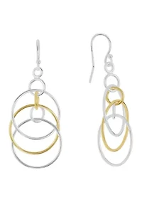 Two Tone Plated Connecting Ring French Wire Earrings