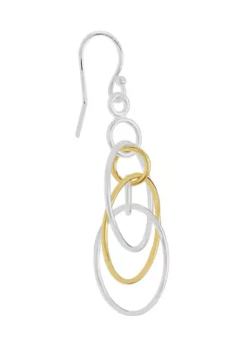 Two Tone Plated Connecting Ring French Wire Earrings