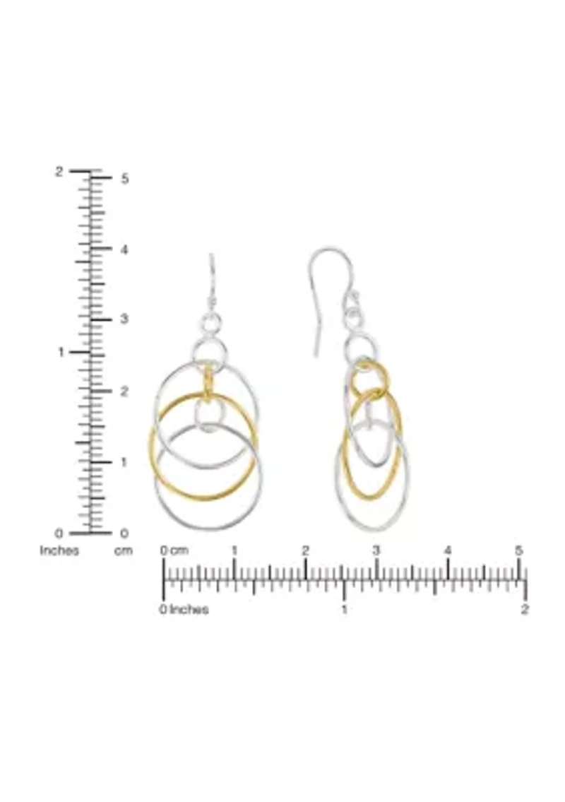 Two Tone Plated Connecting Ring French Wire Earrings