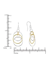 Two Tone Plated Connecting Ring French Wire Earrings