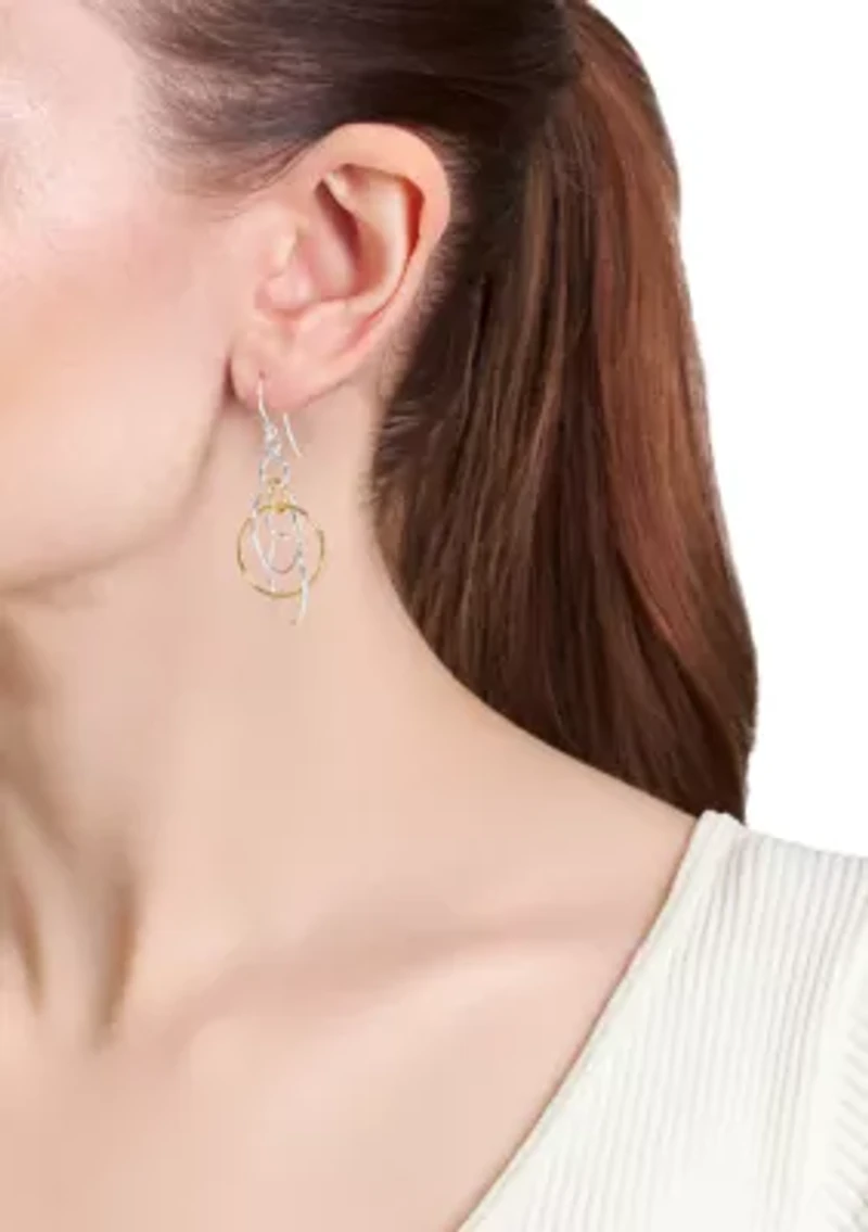 Two Tone Plated Connecting Ring French Wire Earrings