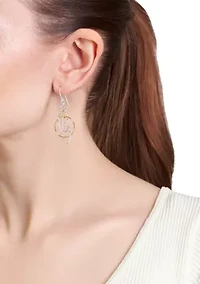 Two Tone Plated Connecting Ring French Wire Earrings