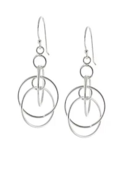 Fine Silver Plated Multi Circle Drop Earrings