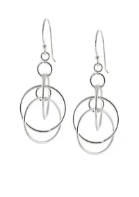 Fine Silver Plated Multi Circle Drop Earrings