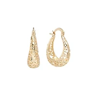 Gold Plated 1IN Filigree Hoop Earrings