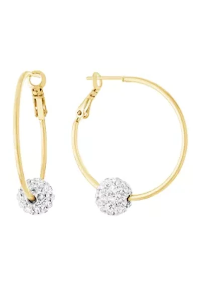 Gold Plated Crystal Ball Hoop Earrings