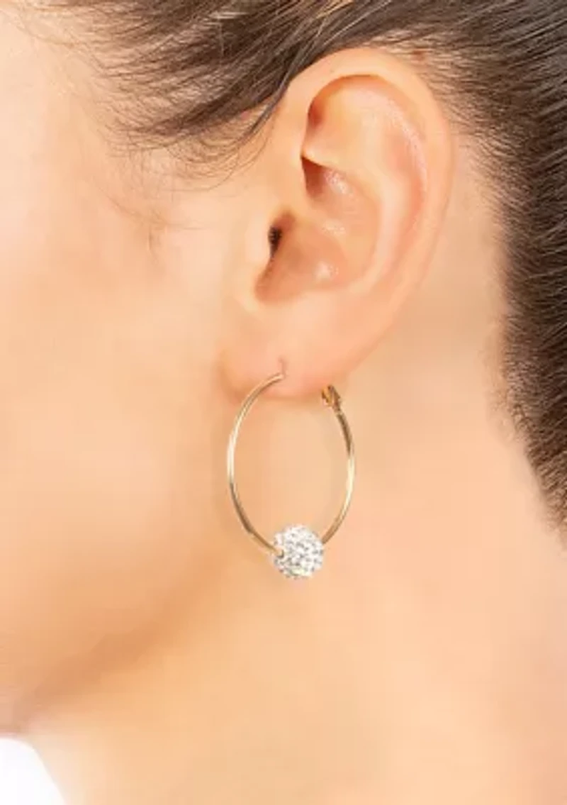 Gold Plated Crystal Ball Hoop Earrings