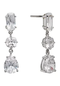 Cubic Zirconia Fancy 3 Stone Post Drop Earrings
