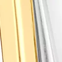 Two Tone Plated Double Square Tube Click-Top Hoop Earrings