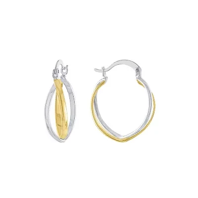 Two Tone Plated 1-in. Twisted Clicktop Hoop Earrings