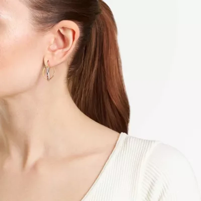 Two Tone Plated 1-in. Twisted Clicktop Hoop Earrings