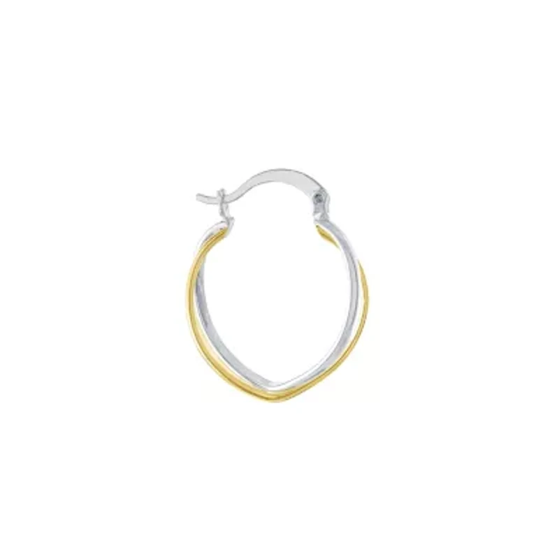 Two Tone Plated 1-in. Twisted Clicktop Hoop Earrings