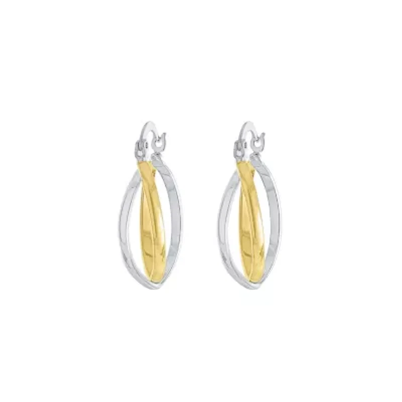 Two Tone Plated 1-in. Twisted Clicktop Hoop Earrings