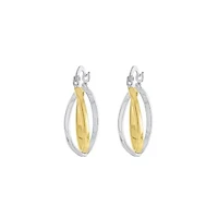 Two Tone Plated 1-in. Twisted Clicktop Hoop Earrings