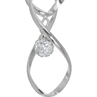 Fine Silver Plated Clear Crystal Ball Twisted Drop Earrings