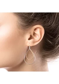 Two Tone Plated Double Teardrop Earrings