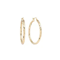 Gold Plated 1.6IN Diamond-Cut Clicktop Hoop Earrings
