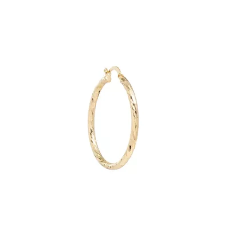 Gold Plated 1.6IN Diamond-Cut Clicktop Hoop Earrings