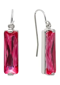 Silver Plated Rectangular Crystal Drop Earrings