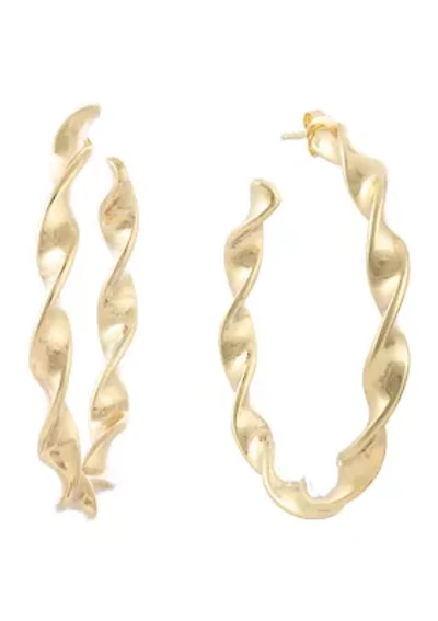 Fine Silver Plated 1.9" Twist Post Hoop Earrings