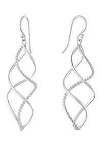 Silver Plated Textured Twist Drop Earrings