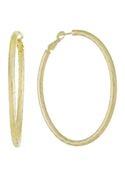 Gold Plated Diamond Cut Clutchless Hoop Earrings