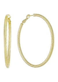 Gold Plated Diamond Cut Clutchless Hoop Earrings