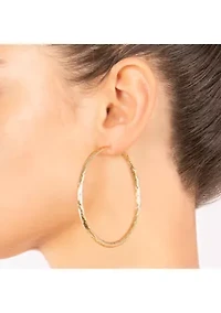 Gold Plated Diamond Cut Clutchless Hoop Earrings