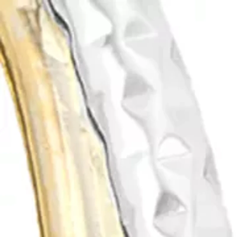 Two-Tone Plated Diamond Cut Double Oval Hoop Earrings