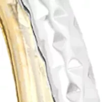 Two-Tone Plated Diamond Cut Double Oval Hoop Earrings