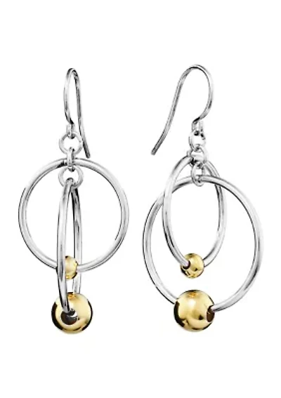 Two Tone Interlock Circle Beaded Drop Earrings