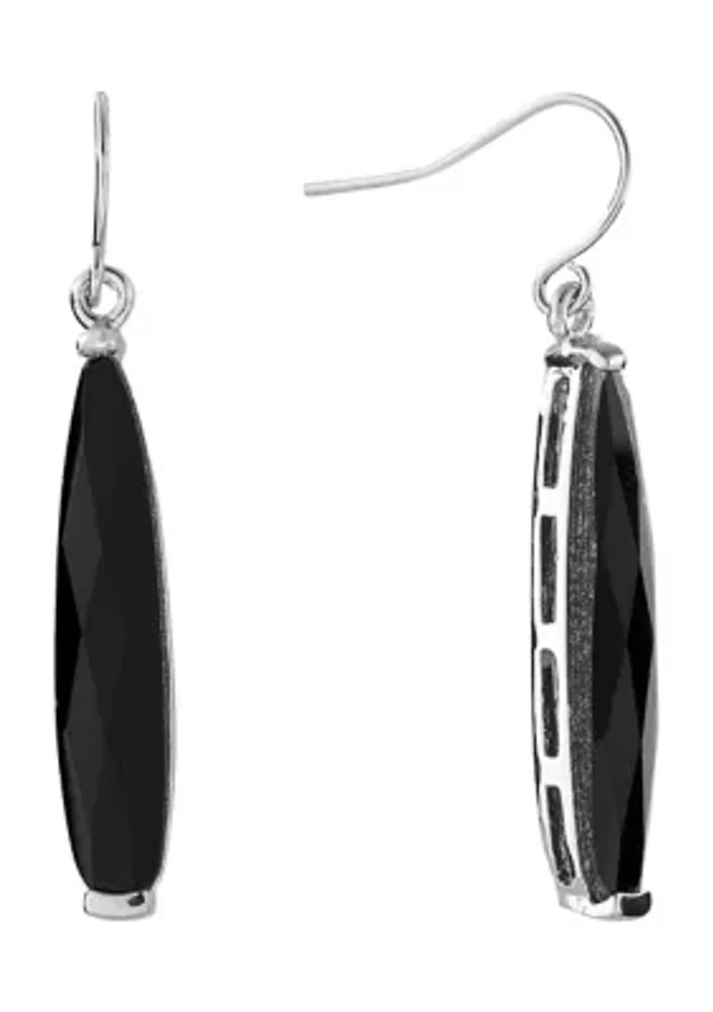 Silver Plated Crystal Faceted Long Teardrop Earrings