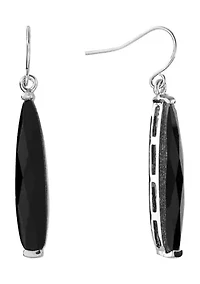 Silver Plated Crystal Faceted Long Teardrop Earrings