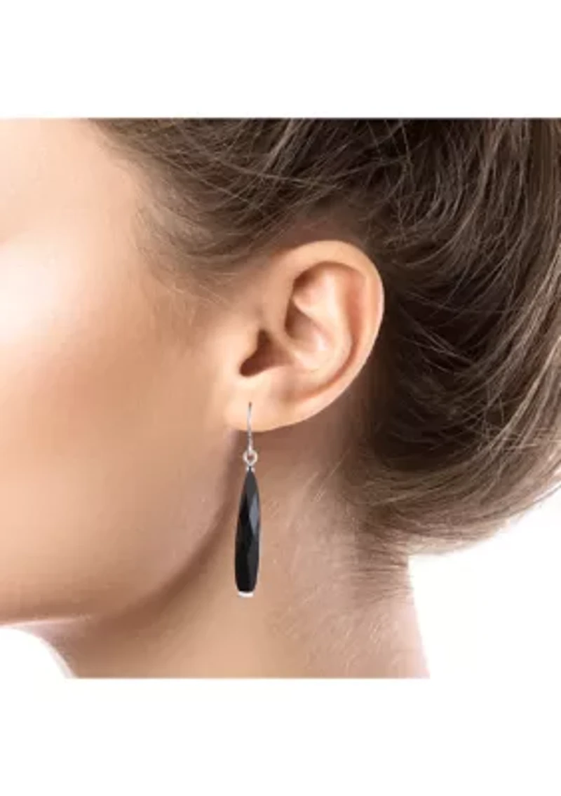 Silver Plated Crystal Faceted Long Teardrop Earrings