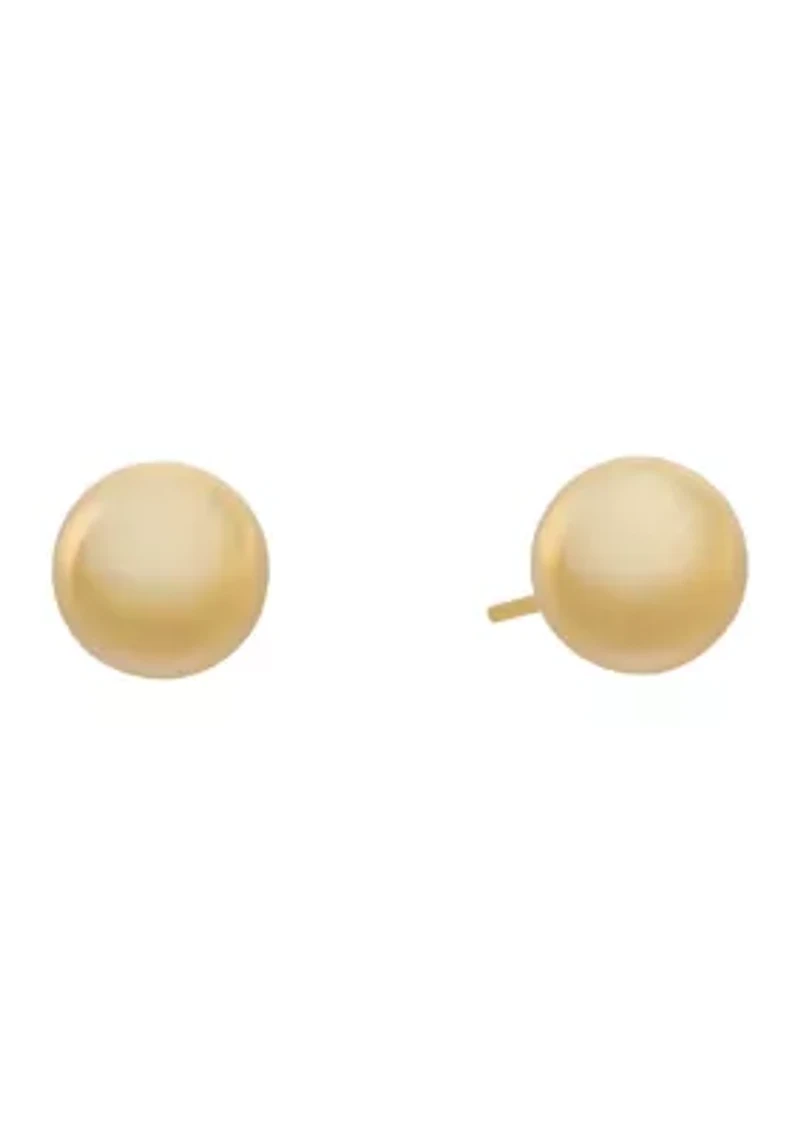 Fine Silver Plated 12 Millimeter High Polished Ball Stud Earrings