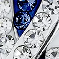 Silver Plated 1.3" Clear Crystal Pavé Twist Hoop Earrings