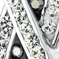 Silver Plated 1.3" Clear Crystal Pavé Twist Hoop Earrings