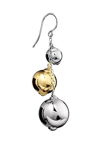 Two Tone Plated Triple Ball Drop Earrings