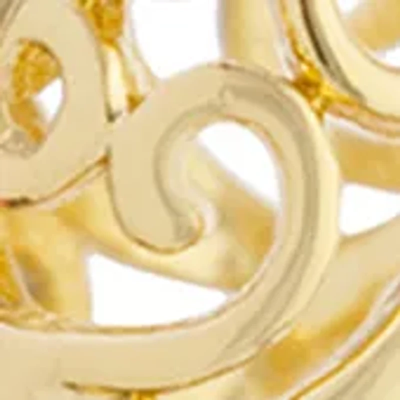 Gold Over Silver Plated 1.2" Filigree Hoop Earrings