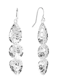  Triple Hammered Silver Plated Drop Earrings