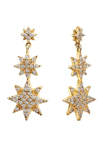 Gold Plated Cubic Zirconia Starburst Gradation Drop Earrings