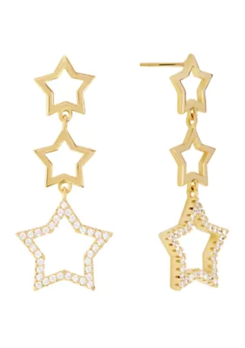Gold Plated Star Cubic Zirconia Post Earrings