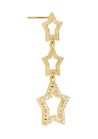 Gold Plated Star Cubic Zirconia Post Earrings