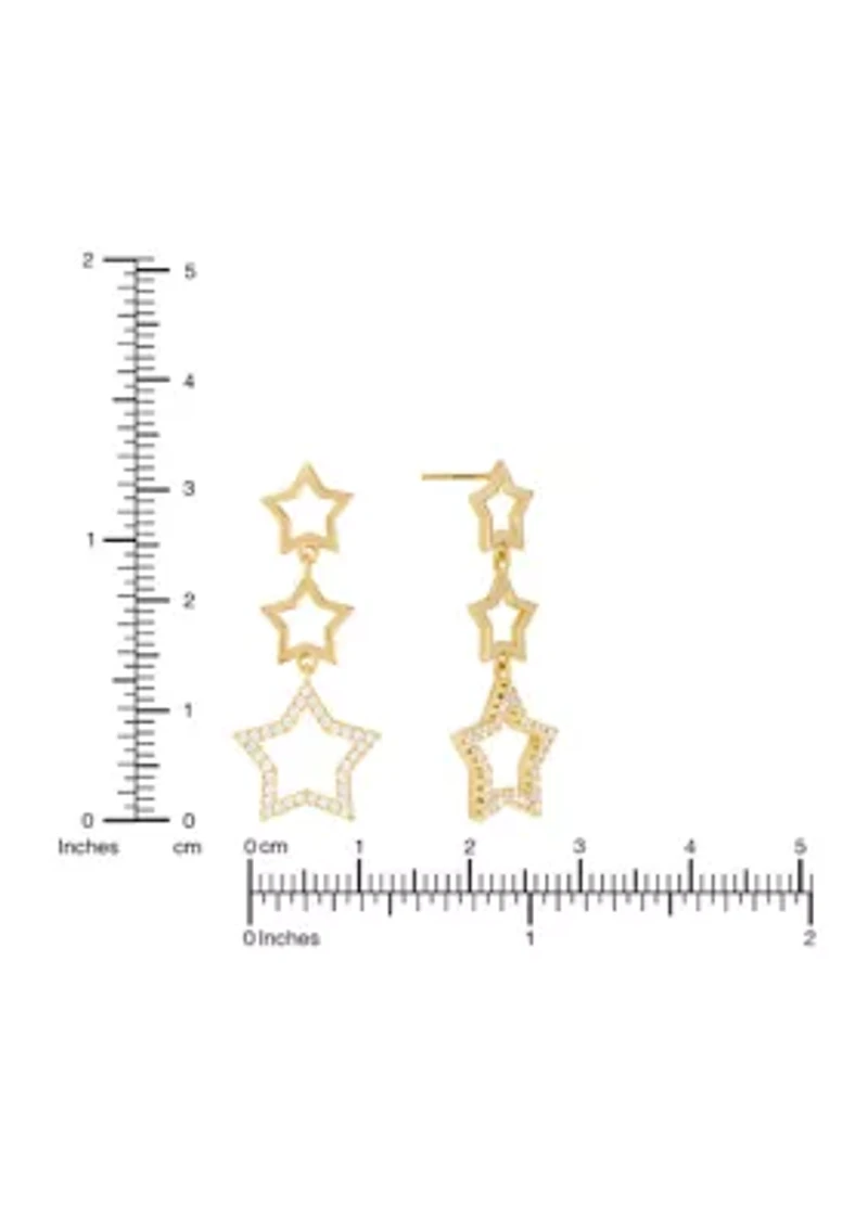 Gold Plated Star Cubic Zirconia Post Earrings