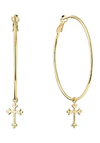 Cross Charm Hoop Earrings