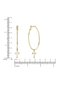 Cross Charm Hoop Earrings