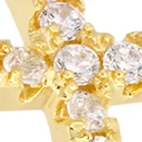 Gold-Plated Crystal Cross Click-Top Hoop Earrings