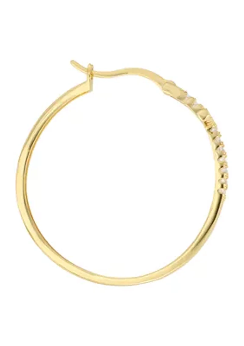 Gold-Plated Crystal Cross Click-Top Hoop Earrings